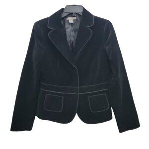 Ann Taylor Women's Black Velvet 3‎ Button Front LS Career Business Blazer Size 6